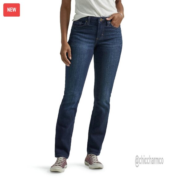 Mid Rise Straight Leg Jeans Regular Fit Denim Size 10 Petite